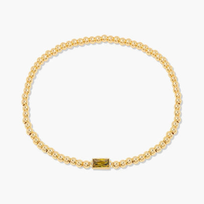 Minimalist style twelve month birthstone women's bracelet, stainless steel, electroplated 18K gold color protection