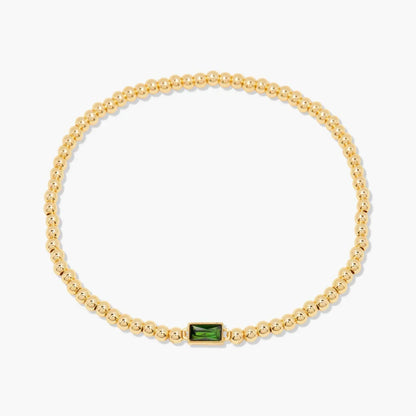 Minimalist style twelve month birthstone women's bracelet, stainless steel, electroplated 18K gold color protection