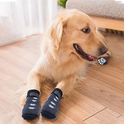 4pcs Anti-Slip Pet Dog Cat Socks with Adjustable Straps for Pets Paw Protector for Small Medium Dogs Puppy Dog Shoes Indoor Wear