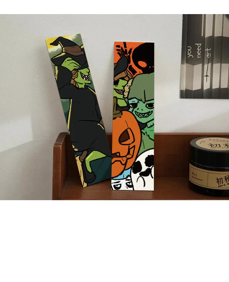 30pcs Halloween bookmarks Reading pages Book marks paper cards pumpkin ghosts funny personality creative gifts for students