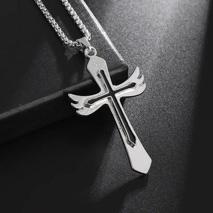 New Metal Black Cross Pendant Necklace Men and Women Fashion Gothic Punk Trend Hip Hop Accessories Jewelry Gift Wholesale