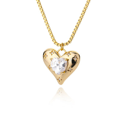 Vintage Lucky Four Leaf Clover Necklaces for Women Goth Love Heart Pendant Choker Chain Necklace Stainless Steel Jewelry Gift