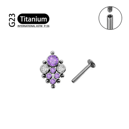 Titanium G23 Zircon Opal CZ Labret Internally Threaded Earring Helix Tragus Cartilage Prevent-allergies Ear Piercing Jewelry