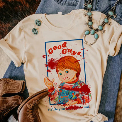 Satan Halloween Horror Ghost t shirt women stretchy t-shirts female Japanese clothes