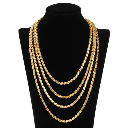 4mm Width Necklace 70CM Muslim Islamic Gold Color Necklace Middle East Arab Turkish Oman Allah Jewelry Never Faded