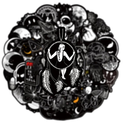 10/30/50PCS Black White Gothic Cartoon Graffiti Stickers DIY Car Bike Travel Luggage Phone Laptop Waterproof Cool Sticker Toy