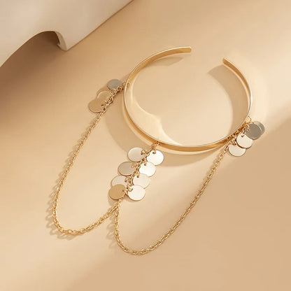 Bohemian Butterfly Tassel Pendants Bracelet Arm Chain Hollow Out Geometric Pattern Retro Arm Cuff Bangle Beach Body Bracelets