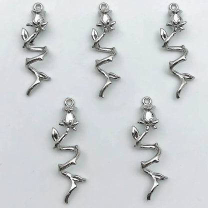 5Pcs Metal Alloy Charms Black Series Sweet and Cool Style Butterfly Cross Flower Shape Pendants Decorations For Jewelry Making