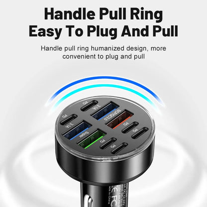 10 Ports Car Charger USB C Car Phone Charger PD Power Adapter in Car Fast Charging For iPhone Samsung Xiaomi Huawei QC 3.0
