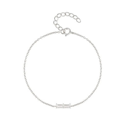 BOAKO 925 Sterling Silver Allergy Prevention Women's Bracelet Geometric Single Row Zircon Bangle Bracelets Pulseras Para Parejas