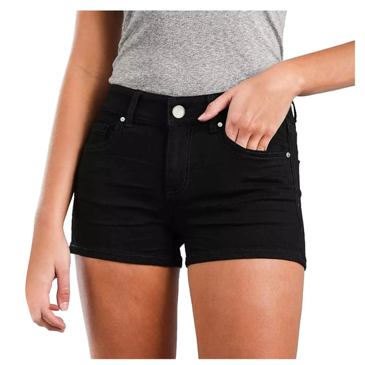Womens Casual Fashion Slim Pockets Shorts Wrap Buttocks Solid Black Jeans Shorts Women'S Y2k Summer High Waist Casual Shorts