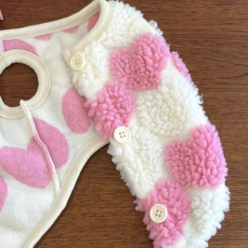 Cute Pink Flowers Teddy Vest New Pet Warm Vest Winter Cat Dog Clothes Cold Pomeranian Cartoon Puppy Clothes Dog Products