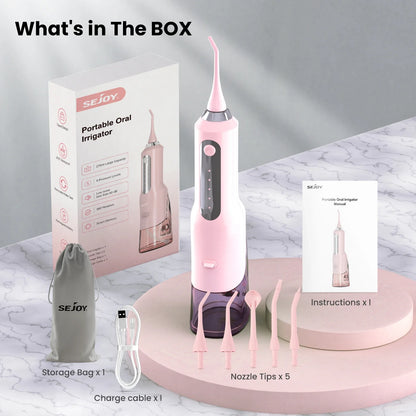 Sejoy Water Flosser Teeth Cleaner Rechargeable Waterproof Portable Cordless Dental Oral Irrigator, Water flossers for Teeth