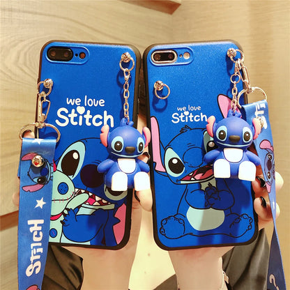 Stitch For Samsung Galaxy S7 Edge S8 S9 S10 S20 S21 S22 S23 Plus Ultra S21FE Note 9 10 20 Phone Case With Holder Rope