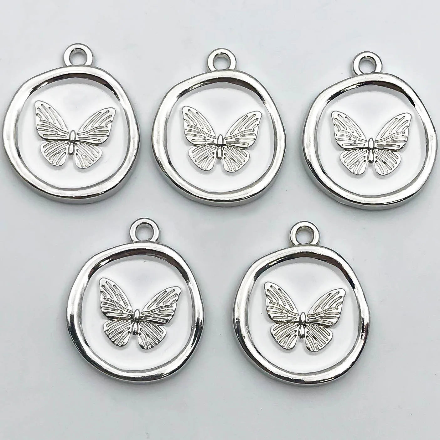 5Pcs Metal Alloy Charms Black Series Sweet and Cool Style Butterfly Cross Flower Shape Pendants Decorations For Jewelry Making