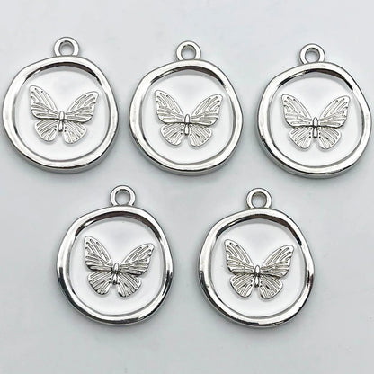 5Pcs Metal Alloy Charms Black Series Sweet and Cool Style Butterfly Cross Flower Shape Pendants Decorations For Jewelry Making