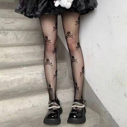 Classic Lolita Hollowed Out Lace Mesh Stockings Bottomed Pantyhose Women Gothic Punk Retro Spider Web Tights