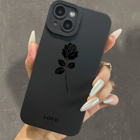 Black Rose per piece graphic phone case for iPhone 16 15 14 13 12 11 x XR Xs SE2 SE 8 7 plus pro Max mini silicone back cover
