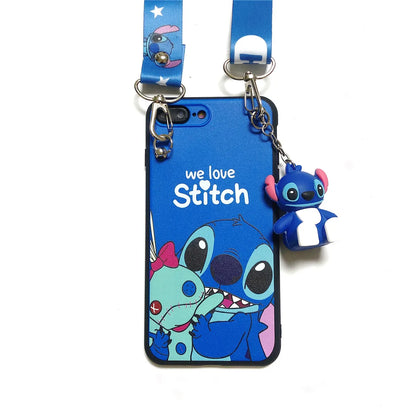 Stitch For Samsung Galaxy S7 Edge S8 S9 S10 S20 S21 S22 S23 Plus Ultra S21FE Note 9 10 20 Phone Case With Holder Rope