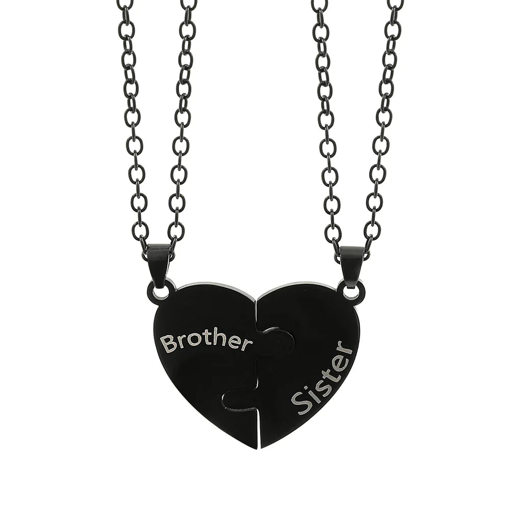 Father Mom Son Daughter Family Necklace Love Heart Puzzle Pendant Necklace Stainless Steel Jewelry for Women Mother's Day Gift
