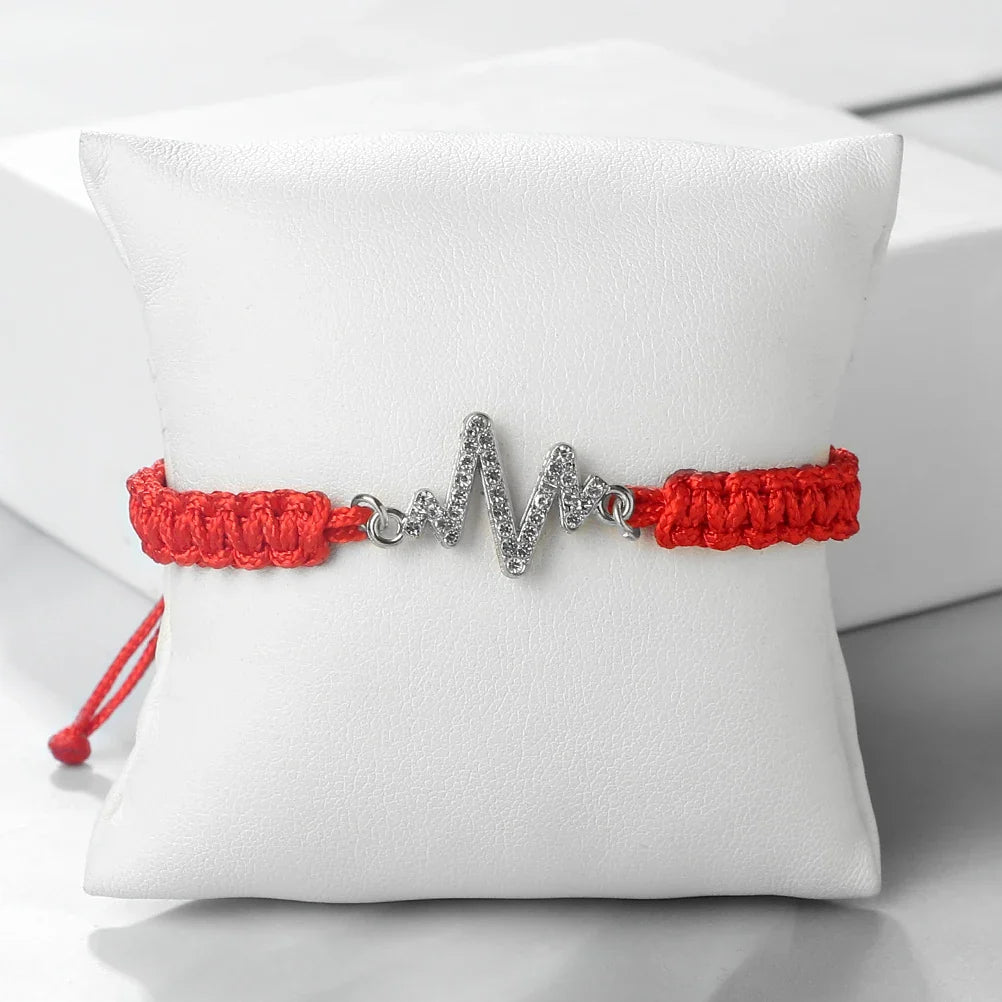 Romantic Cardiac signal Metal Thread Bracelet Red Black Couple Bangles Chain Pulsera Jewelry Gift for Friend