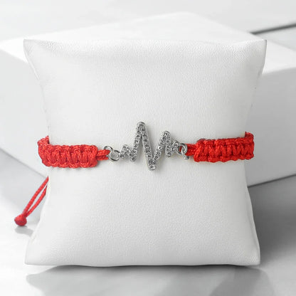 Romantic Cardiac signal Metal Thread Bracelet Red Black Couple Bangles Chain Pulsera Jewelry Gift for Friend
