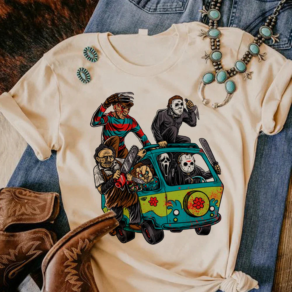 Satan Halloween Horror Ghost t shirt women stretchy t-shirts female Japanese clothes