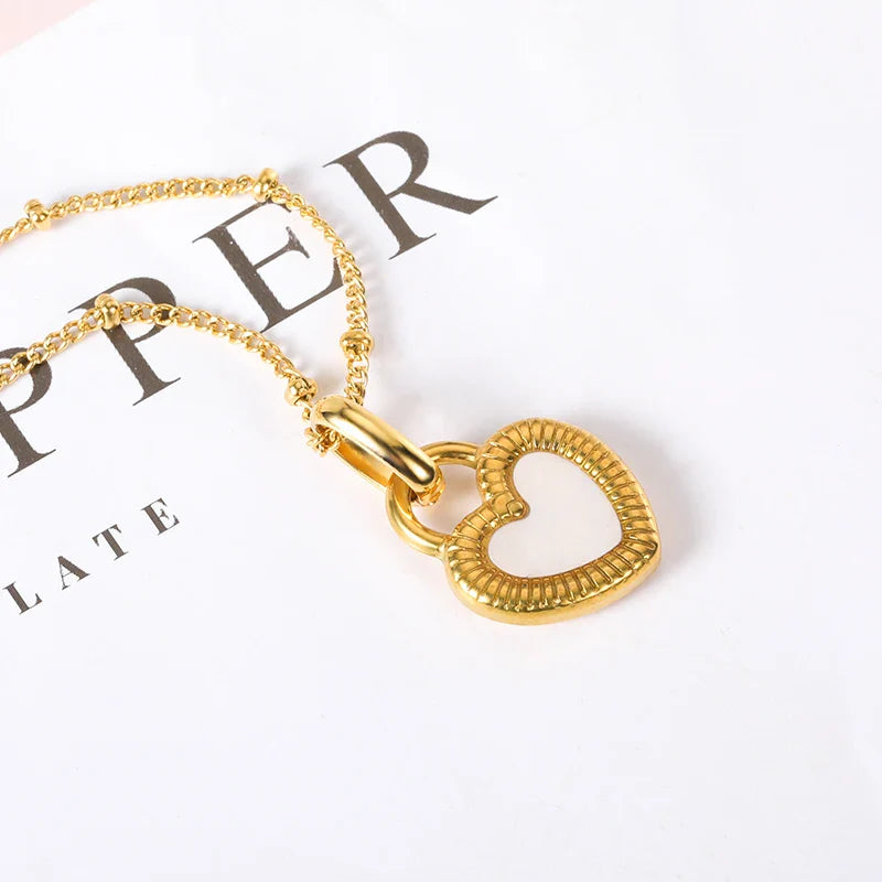 Punk Cuban Chain Heart Necklace For Women Hip Pop Stainless Steel Choker Fashion Wedding Party Jewelry Gift