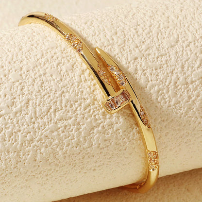 High-grade Copper And Zirconium Studded Bracelet Clip Design Fashion Women's Bracelet Daily Jewelry Accessories