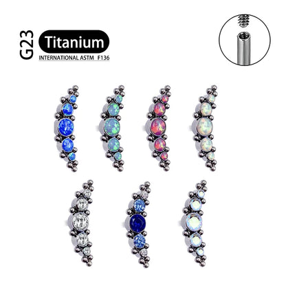 Titanium G23 Zircon Opal CZ Labret Internally Threaded Earring Helix Tragus Cartilage Prevent-allergies Ear Piercing Jewelry