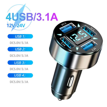 6 Ports USB Car Charger 66W PD USB Type C Quick Charge Car Phone Charger for Samsung Huawei Xiaomi iphone