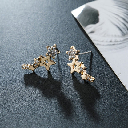 LATS Trend Long Wire Tassel Thread Chain Climb Star Heart Beads Pendants Drop Earrings women's Straight Hanging Earings Jewelry