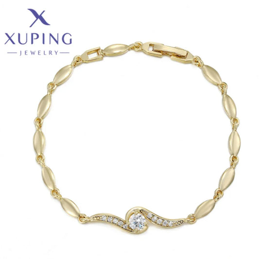Xuping Jewelry Trendy Exquisite Elegant Simple Shape Women's Bracelet Light Gold Color Birthday Christmas Gifts X000925255