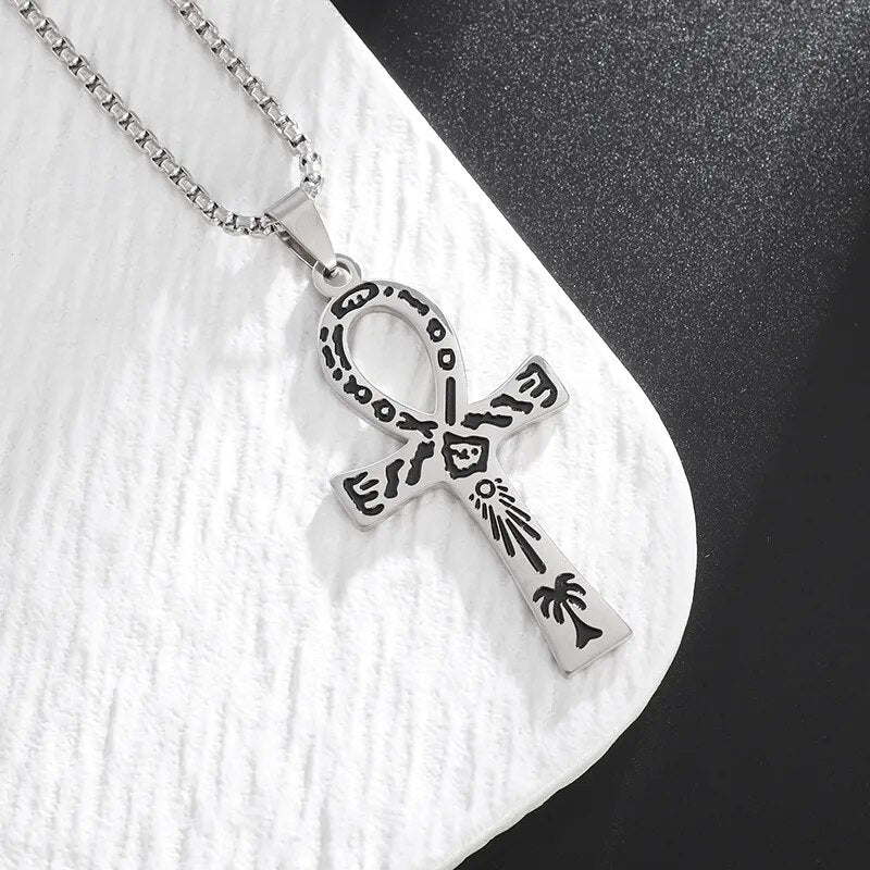 New Metal Black Cross Pendant Necklace Men and Women Fashion Gothic Punk Trend Hip Hop Accessories Jewelry Gift Wholesale