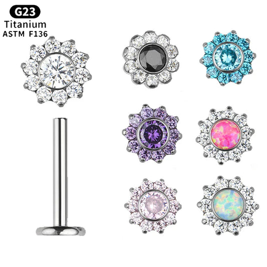 1pcs ASTM F136 Titanium 16G CZ Labret Medusa Monroe Piercing Helix Cartilage Conch Tragus Lobe Stud Earring Piercing Jewelry