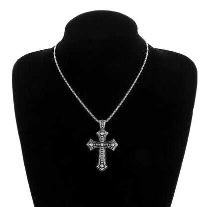 New Metal Black Cross Pendant Necklace Men and Women Fashion Gothic Punk Trend Hip Hop Accessories Jewelry Gift Wholesale