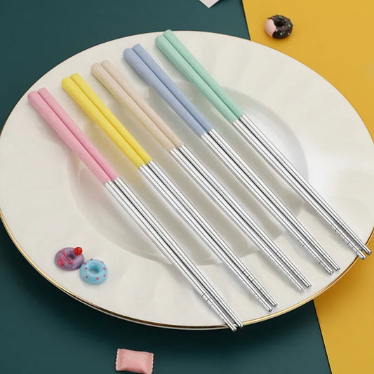Stainless Steel Wheat Straw Chopsticks Set