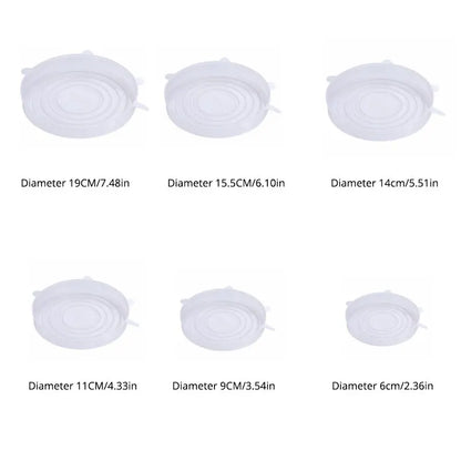 6Pcs Silicone Stretch Lids for Bowls, Microwave & Fridge Safe
