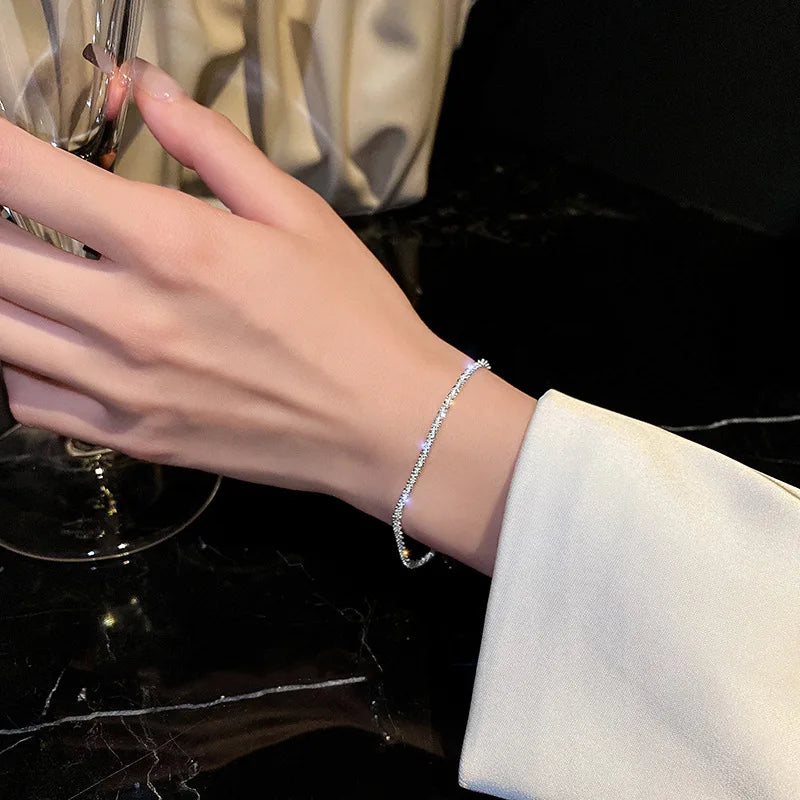 Trendy Exquisite Heart Shiny Charm Bracelets for Women Designer Creativity Luxury Jewelry High Quality Zircon Wedding Party