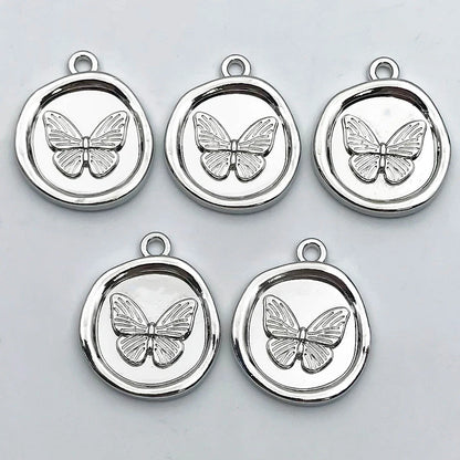 5Pcs Metal Alloy Charms Black Series Sweet and Cool Style Butterfly Cross Flower Shape Pendants Decorations For Jewelry Making