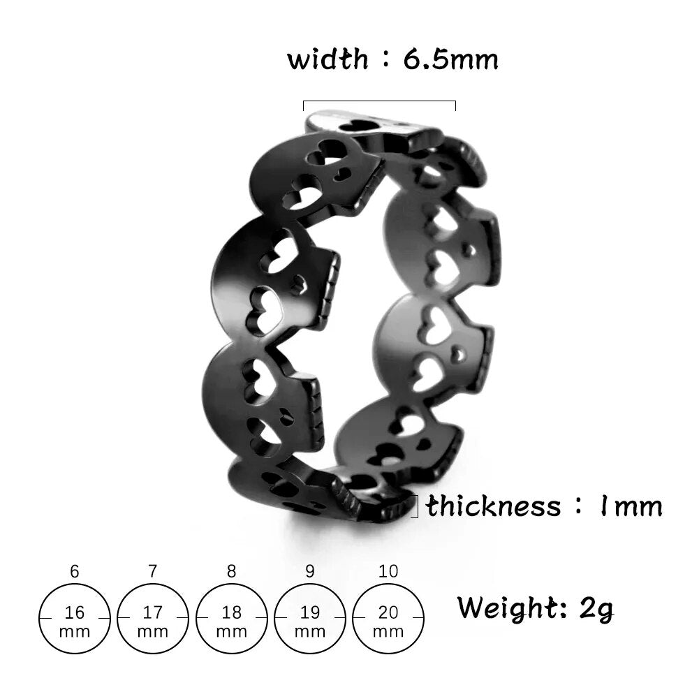Unift Skull Rings for Women Men Stainless Steel Rings Gothic Grunge Punk Jewelry Black Color Finger Accessories Halloween Gift
