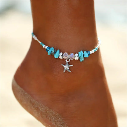 New Boho Shell Starfish Anklets for Women Fashion Tortoise Ankle Bracelet on Leg Barefoot Handcraft Chain Summer Beach Jewelry