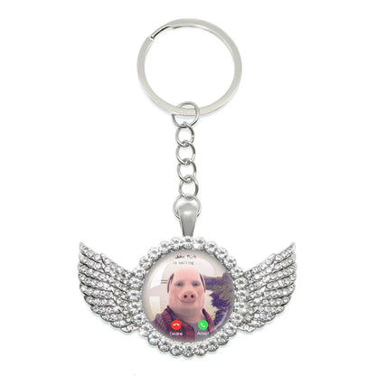 New John Pork Is Calling Answer Call Phone Humor Funny Pig Lover Graphic Meme Glass Dome Pendant Cabochon Keychain Jewelry Gifts