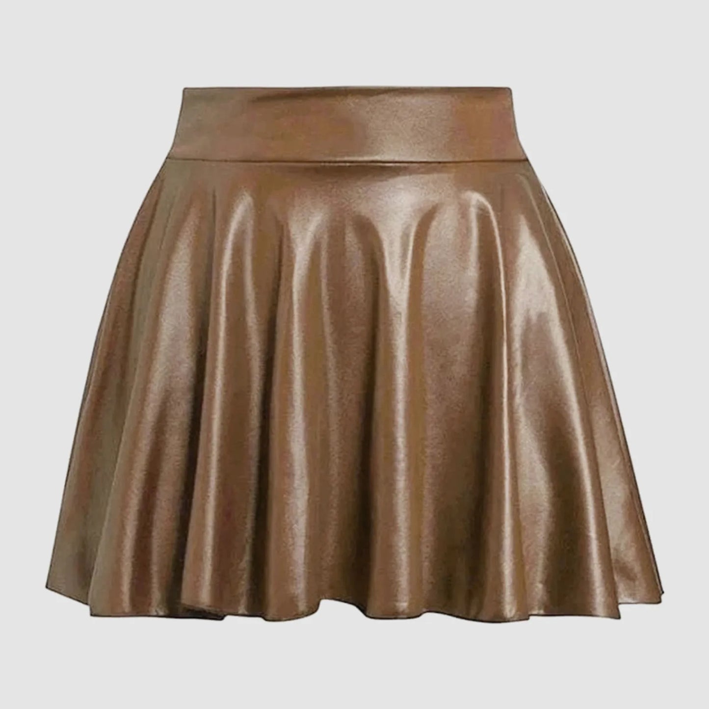 Spring Summer Fashion High Waist Metallic Leather Pleated Mini Skirt Carnival Outfit Sexy Night Club Party Skirts for Women