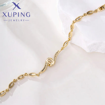 Xuping Jewelry Trendy Exquisite Elegant Simple Shape Women's Bracelet Light Gold Color Birthday Christmas Gifts X000925255