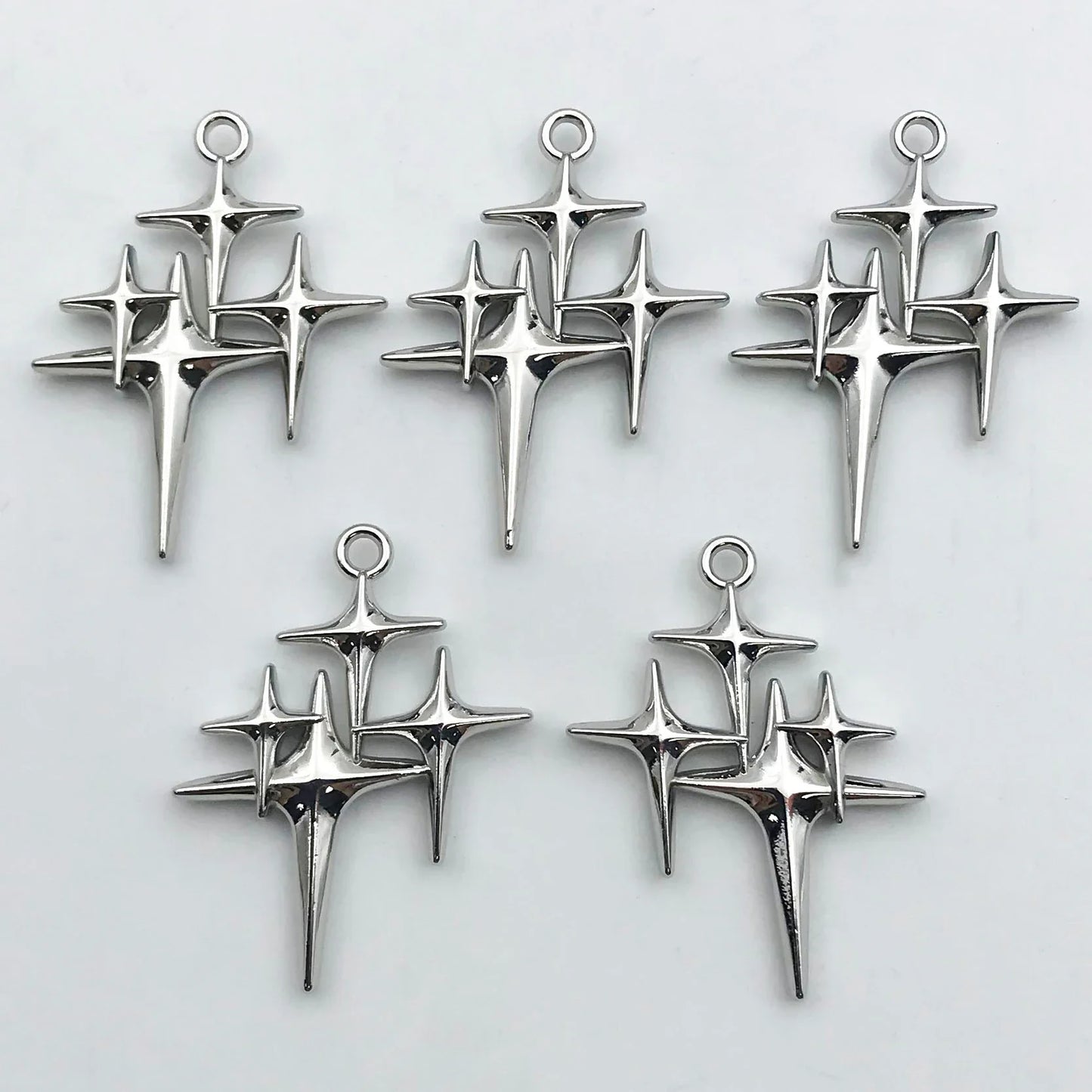 5Pcs Metal Alloy Charms Black Series Sweet and Cool Style Butterfly Cross Flower Shape Pendants Decorations For Jewelry Making