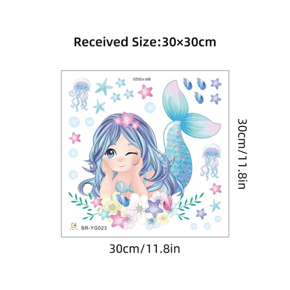 1Pc Cartoon Blue Light Glow Wall Stickers Kids Room Girls Room Decoration for Bedroom Children Living Room Decor for House