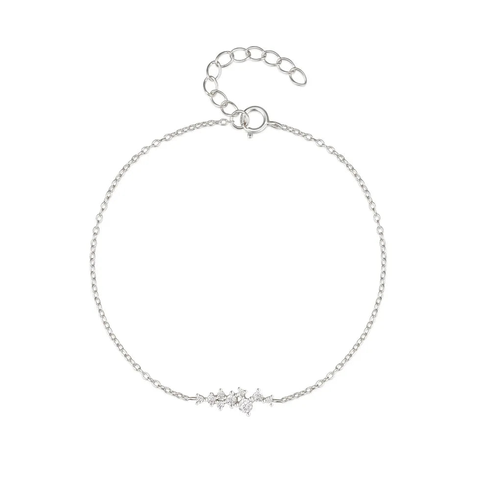 BOAKO 925 Sterling Silver Allergy Prevention Women's Bracelet Geometric Single Row Zircon Bangle Bracelets Pulseras Para Parejas