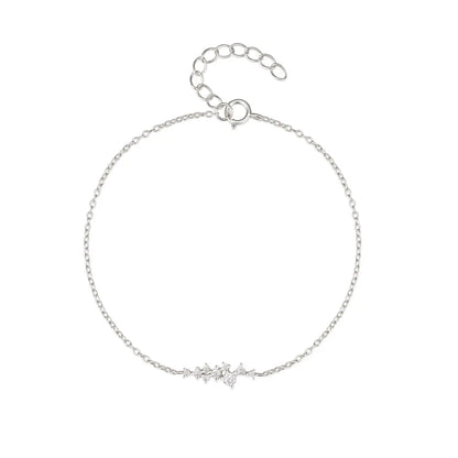 BOAKO 925 Sterling Silver Allergy Prevention Women's Bracelet Geometric Single Row Zircon Bangle Bracelets Pulseras Para Parejas