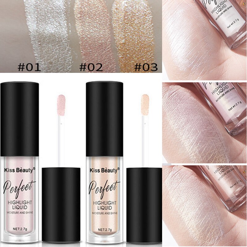 Liquid Highlighter Face Skin Brightener Shimmer Long-lasting Easy To Wear Glitter Eyeshadow Lips Body Glow Create MakeUp Tools